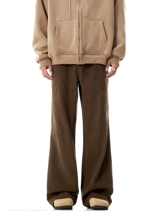 Cardydony Women's Diagonal-Cut Wide-Leg Cotton Pants