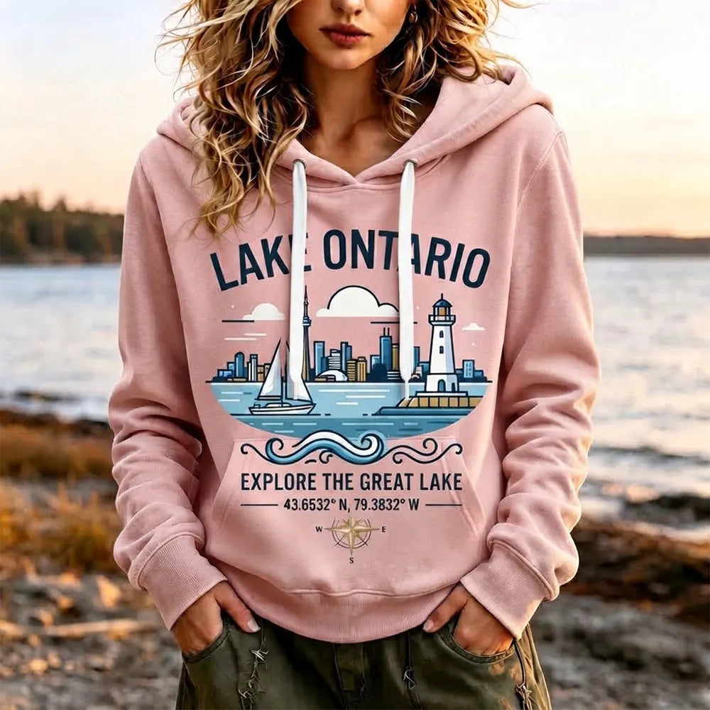 Cardydony Women's Lake Ontario Graphic Hoodie