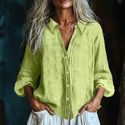 Cardydony Vintage Elegant Art Linen Ruffle Shirt