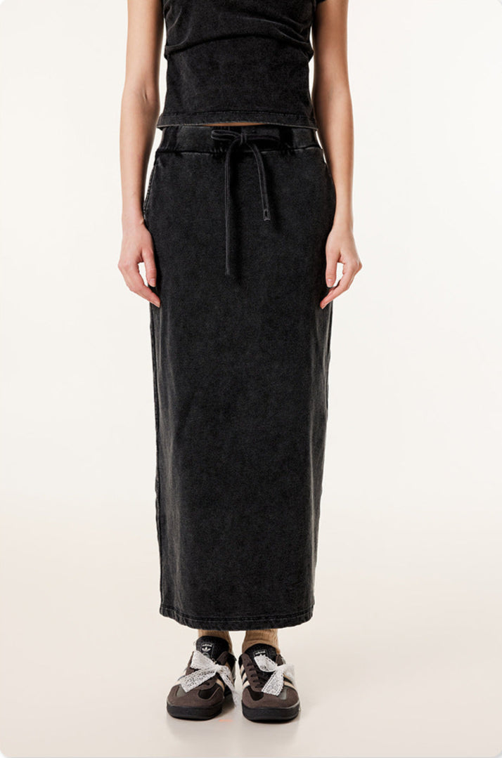 Cardydony Women's Washed Denim Maxi Dress | Vintage Streetwear Style