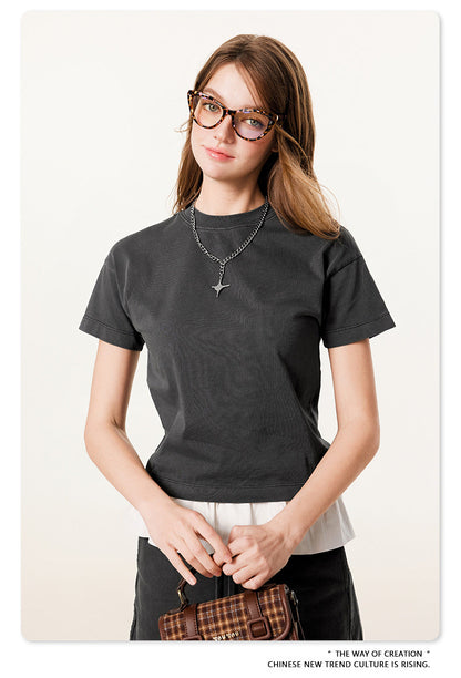Cardydony Women's Vintage Washed Cotton Crop Tee | Premium Basic Collection