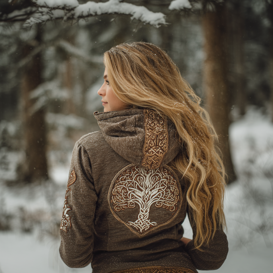 Women's Viking Retro Style Hooded Sweatshirt