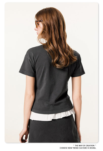 Cardydony Women's Vintage Washed Cotton Crop Tee | Premium Basic Collection
