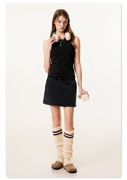 Cardydony Women's High-Waist Cotton Mini Skirt | Vintage Wash Collection