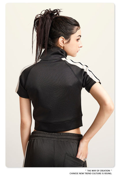 Cardydony Women's Zip-Up Crop Top | Y2K Athletic Style
