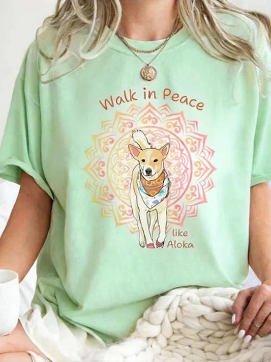 Cardydony Walk In Peace Dog Print Short Sleeve