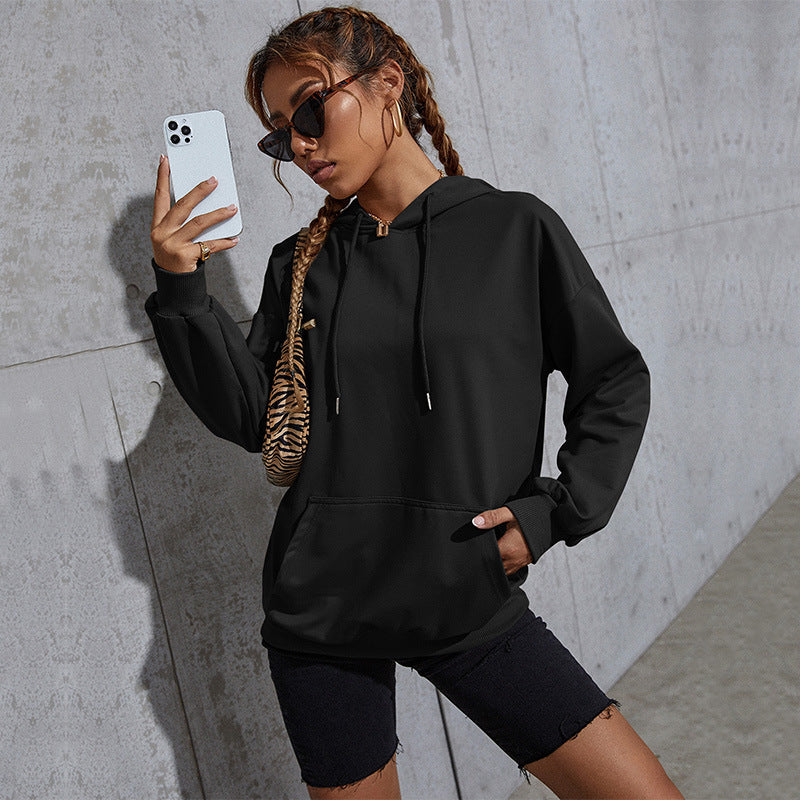 Cardydony Women's Oversized Essential Casual Hoodie – Women's Solid Color Pullover with Pocket