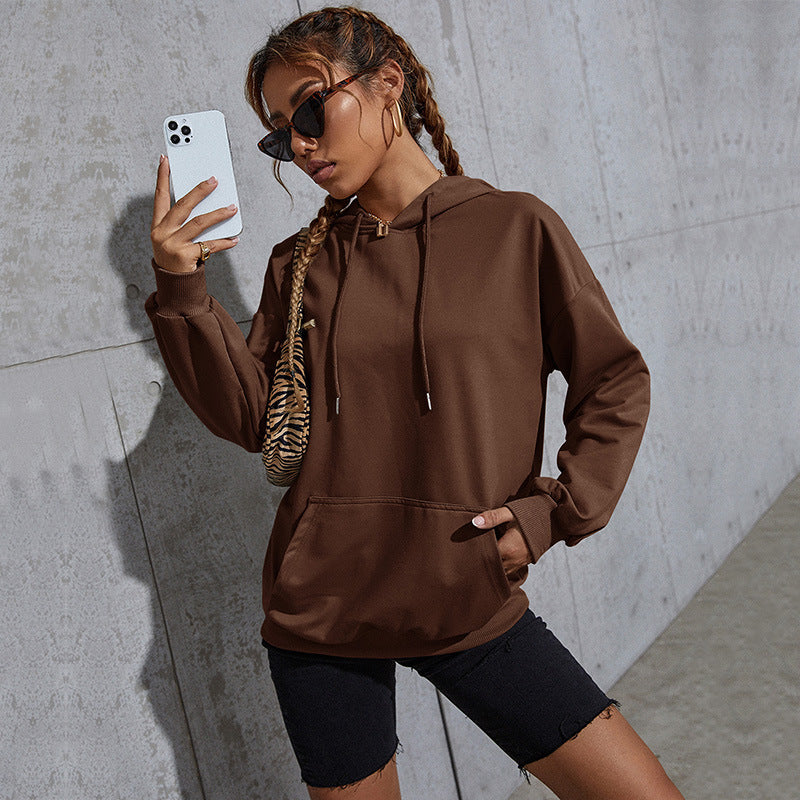Cardydony Women's Oversized Essential Casual Hoodie – Women's Solid Color Pullover with Pocket