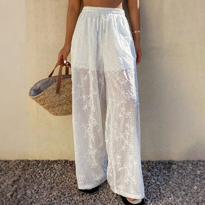Cardydony Lace Jacquard Drapey Wide-leg Pants