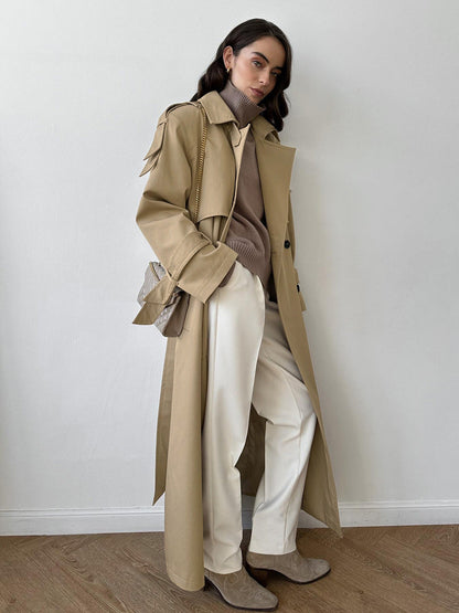 Cardydony Women's Classic British Double-Breasted Women's Trench Coat