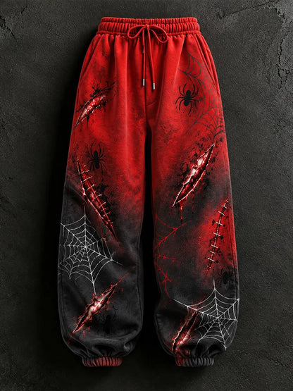 Cardydony Women's Halloween Spider Print Gradient Casual Sweatpants