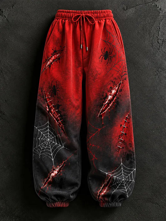 Cardydony Women's Halloween Spider Print Gradient Casual Sweatpants