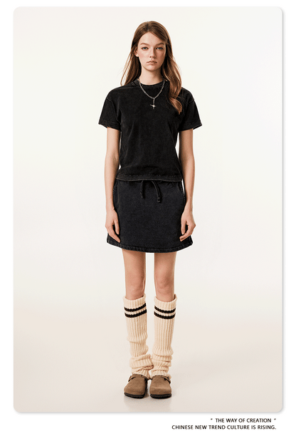 Cardydony Women's Vintage Washed Cotton Crop Tee | Premium Basic Collection