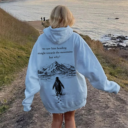 Cardydony Nihilism Penguin But Why Graphic Comfy Hoodie