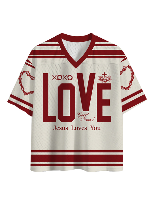 Cardydony Men's Jesus loves you Mesh Jersey