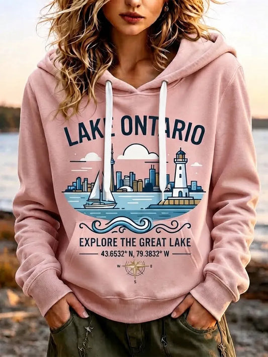 Cardydony Women's Lake Ontario Graphic Hoodie