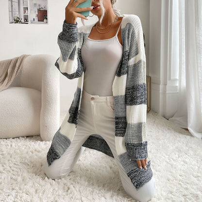 Cardydony Women's Striped Open-Front Longline Cardigan – Multicolor Options