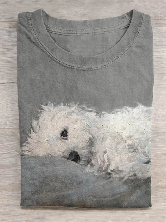 Cardydony Cute Dog Print Short Sleeve T-Shirt