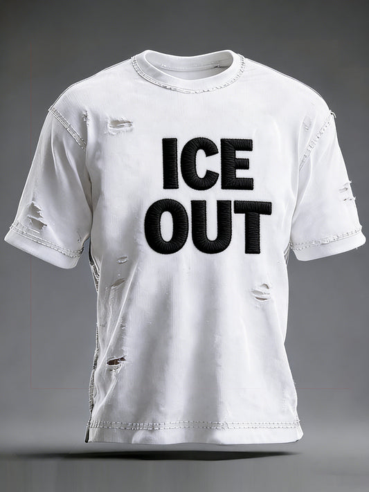 Cardydony Men's Ice Out Stand With Minnesota Print Distressed T-shirt