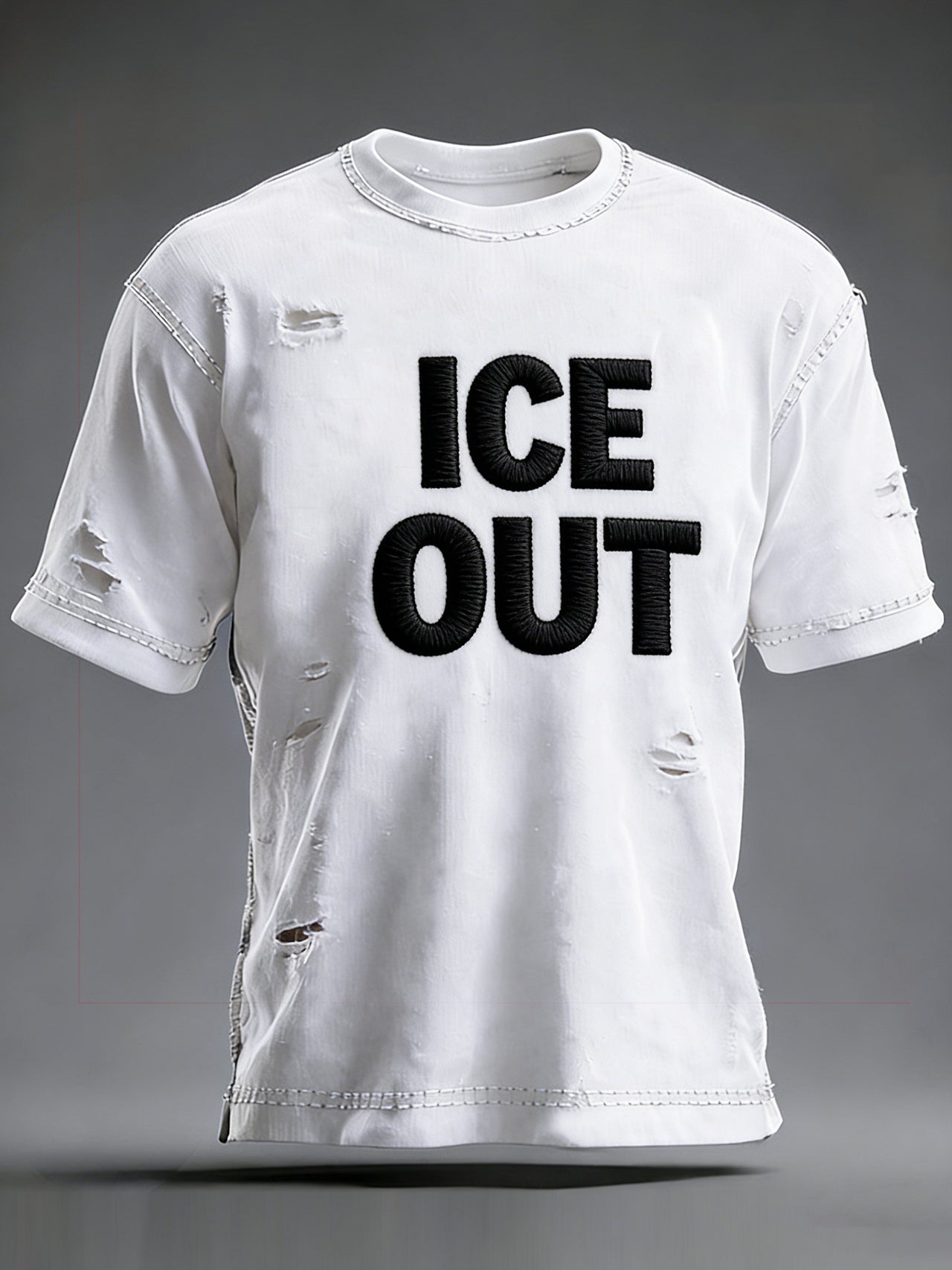 Cardydony Men's Ice Out Stand With Minnesota Print Distressed T-shirt