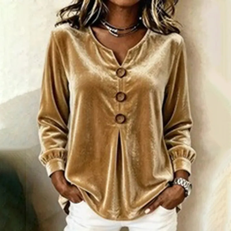 Cardydony Women's Fall Winter Cozy Elegant Velvet Top