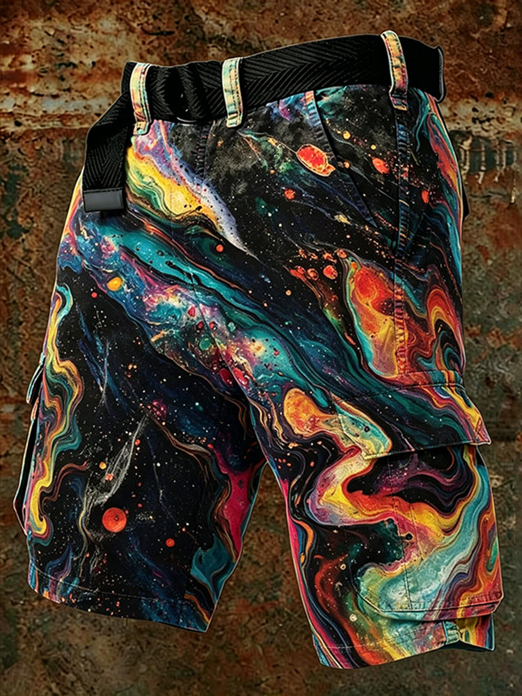 Cardydony Men's Retro Starry Sky Design Outdoor Shorts