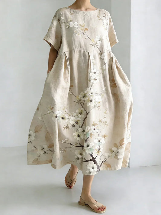 Cardydony Women's Japanese-style Floral Print Casual Dress