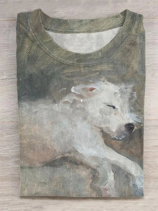 Cardydony Cute Sleepy Pet Dog Print Women'S Short-Sleeved T-Shirt