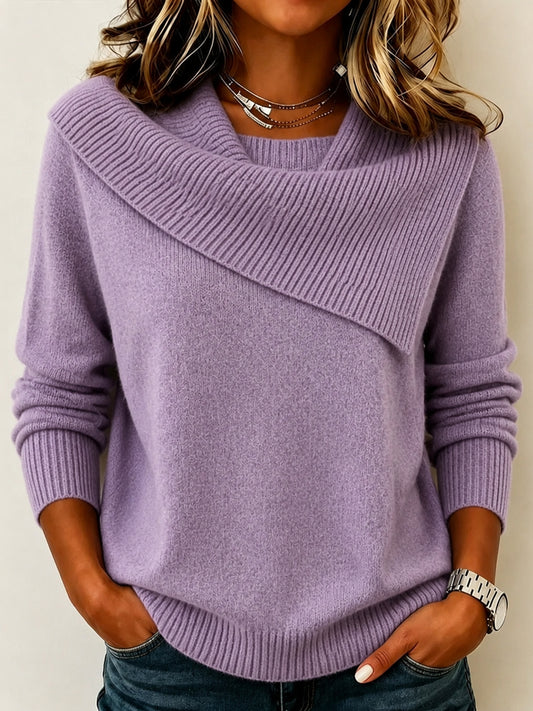 Cardydony Women's Vintage Solid Color Collared Sweater