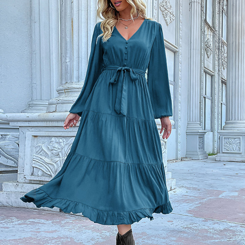 Cardydony Women's Tiered Ruffle Maxi Dress with Waist Tie - Effortless Elegance