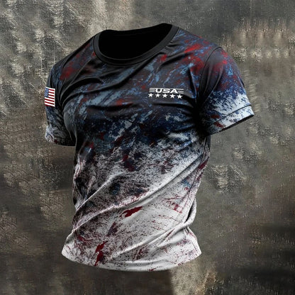Cardydony Men's Retro Flag Color Short-sleeve T-shirt