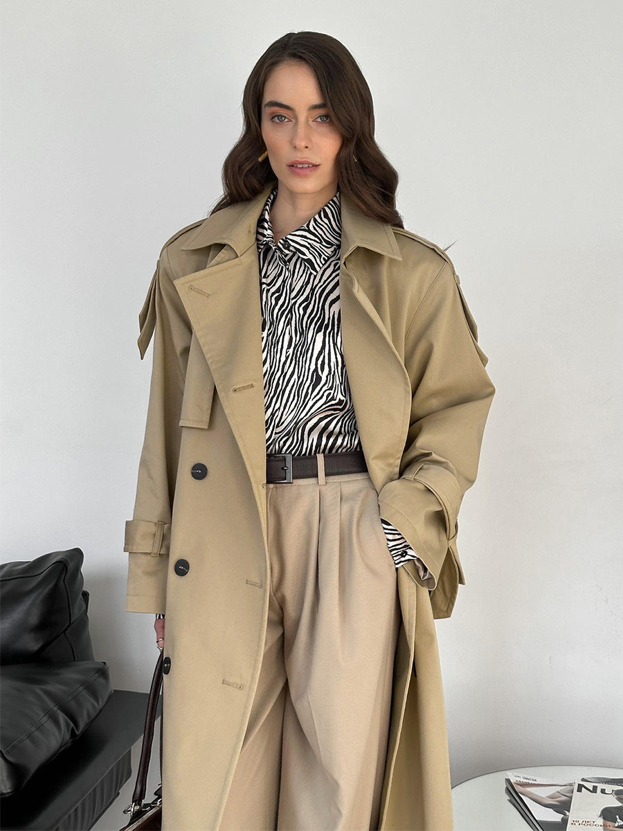 Cardydony Women's Classic British Double-Breasted Women's Trench Coat
