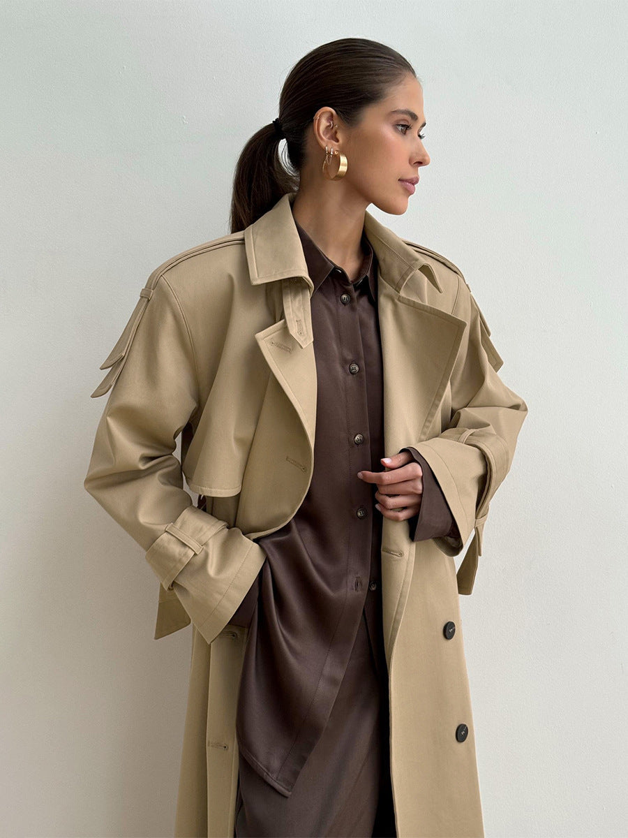Cardydony Women's Classic British Double-Breasted Women's Trench Coat