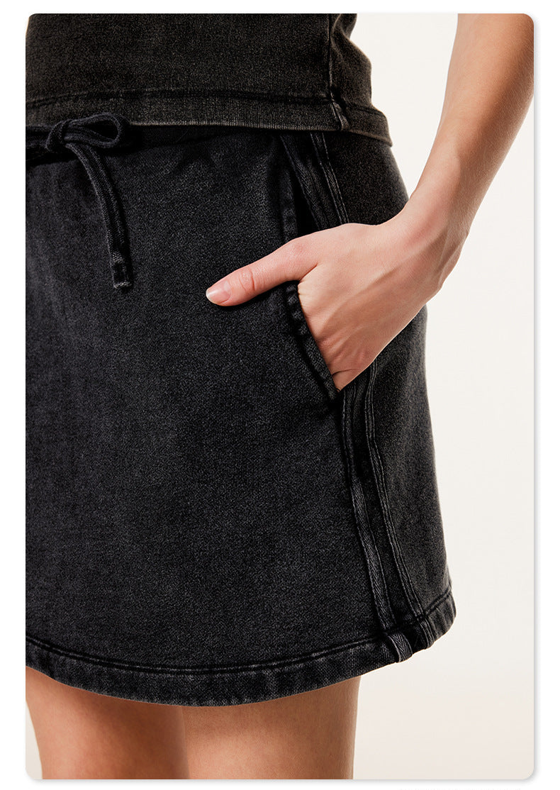 Cardydony Women's High-Waist Cotton Mini Skirt | Vintage Wash Collection