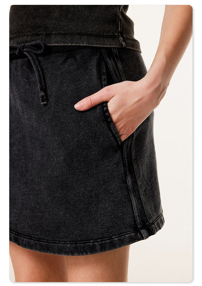 Cardydony Women's High-Waist Cotton Mini Skirt | Vintage Wash Collection