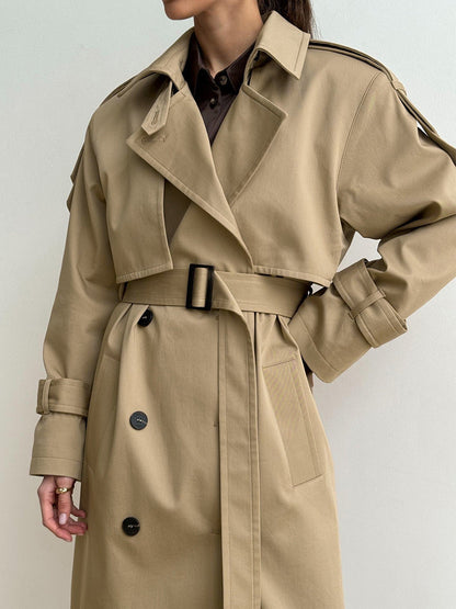 Cardydony Women's Classic British Double-Breasted Women's Trench Coat