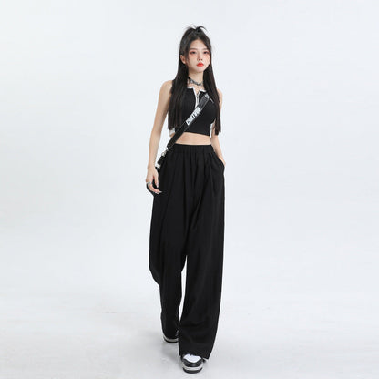 Cardydony Women's High-Waisted Wide-Leg Pants with Elastic Waistband