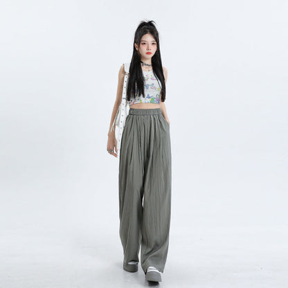 Cardydony Women's High-Waisted Wide-Leg Pants with Elastic Waistband