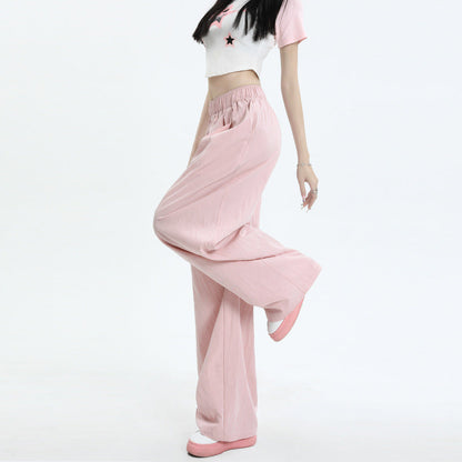 Cardydony Women's High-Waisted Wide-Leg Pants with Elastic Waistband