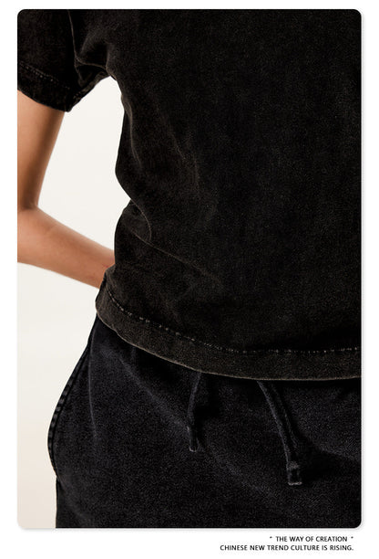 Cardydony Women's Vintage Washed Cotton Crop Tee | Premium Basic Collection