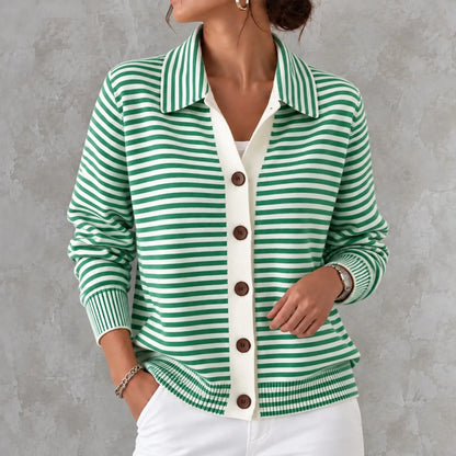 Cardydony Elegant Knitted Striped Cardigan