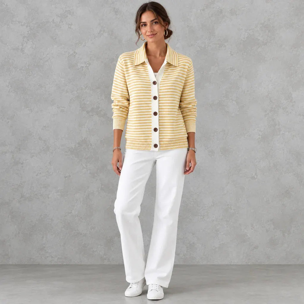 Cardydony Elegant Knitted Striped Cardigan