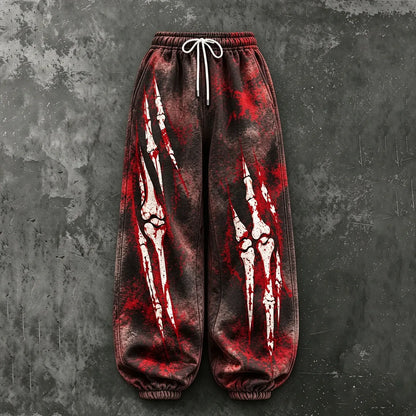 Cardydony Women's Vintage Halloween Skeleton Art Print Casual Pants