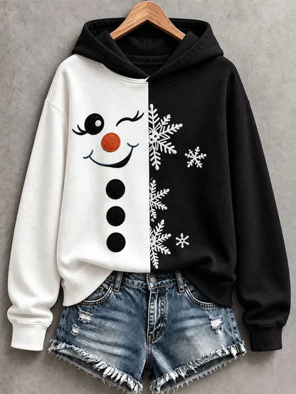 Cardydony Women's Christmas Snowman Printed Hoodie