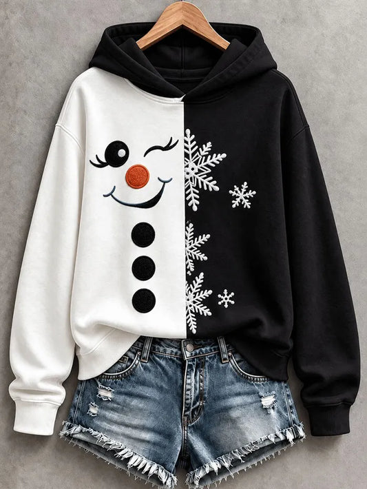 Cardydony Women's Christmas Snowman Printed Hoodie