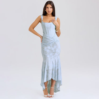 Cardydony Women's Romantic Floral Ruched Mermaid Dress