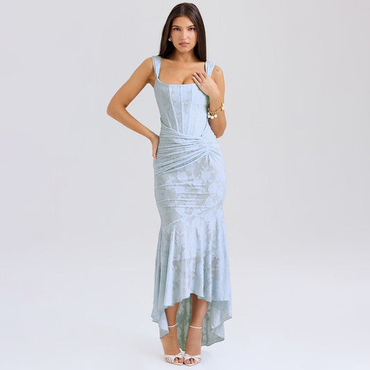 Cardydony Women's Romantic Floral Ruched Mermaid Dress