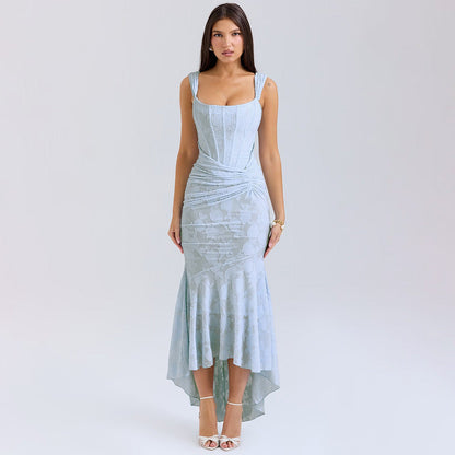 Cardydony Women's Romantic Floral Ruched Mermaid Dress