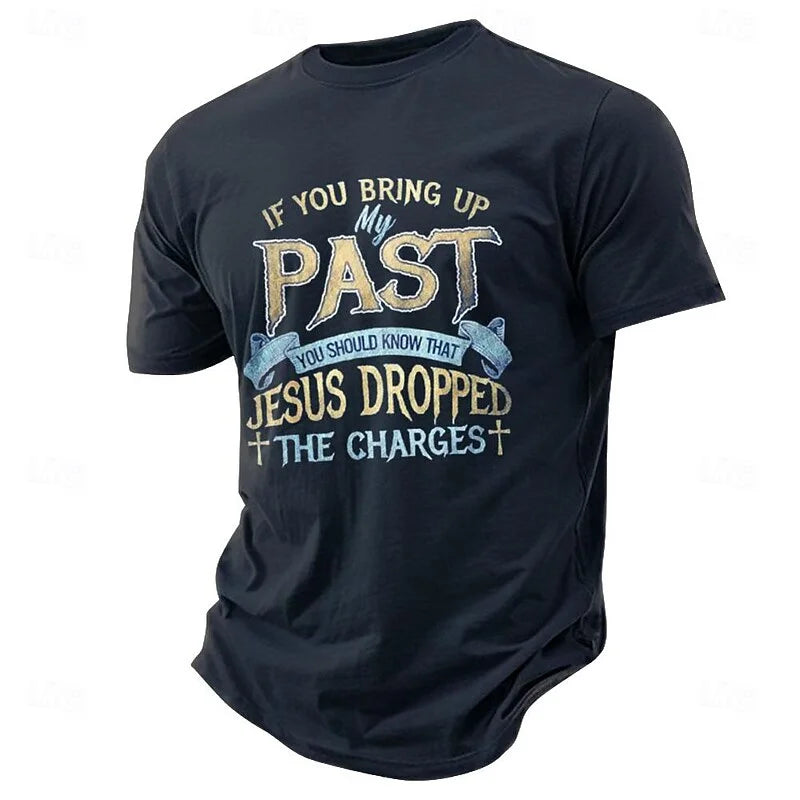 Cardydony Men's Letter Cross Jesus T Shirt