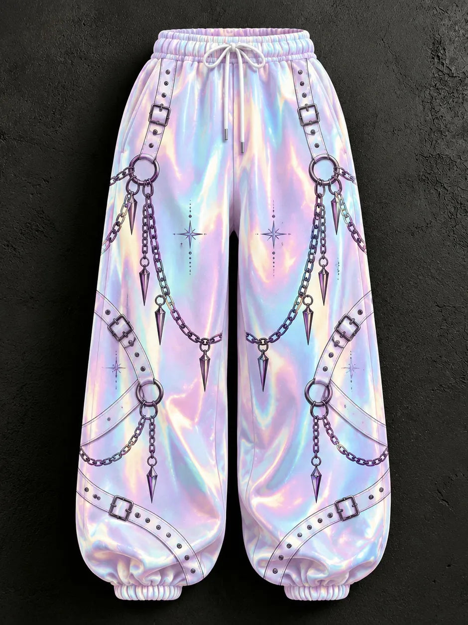 Cardydony Women's Stylish Tech Inspired Art Print Casual Pants